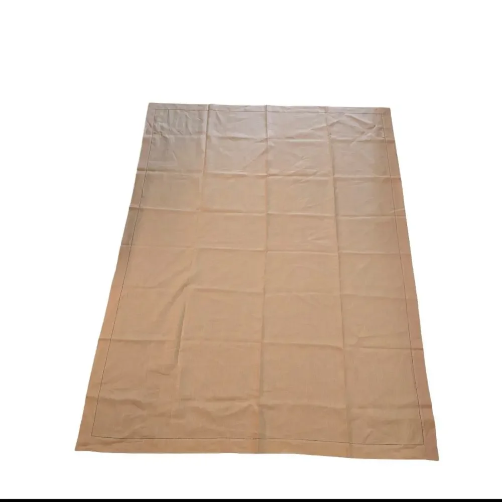 Irish Linen TableCloth & Napkin Set 7 Pieces Vintage Hand Drawn Peach Rectangle
